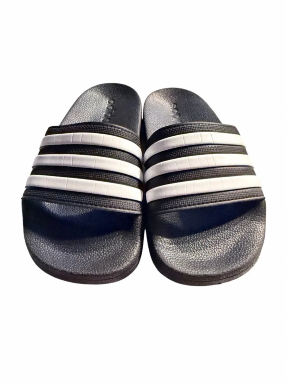 Adidas Adilette Slides Boys Size 13 Black White Slip On Sandals Kids Shoes